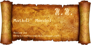 Matkó Mendel névjegykártya